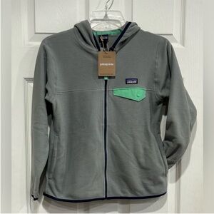 Patagonia Kids' XL Micro D Snap-T Fleece Jacket Forever Grey Hood NWT